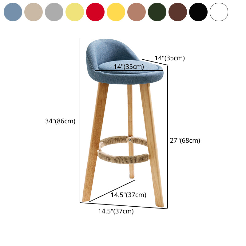Scandinavian Coffee Shop Low Back Stool Matte Finish Upholstered Bar Stools