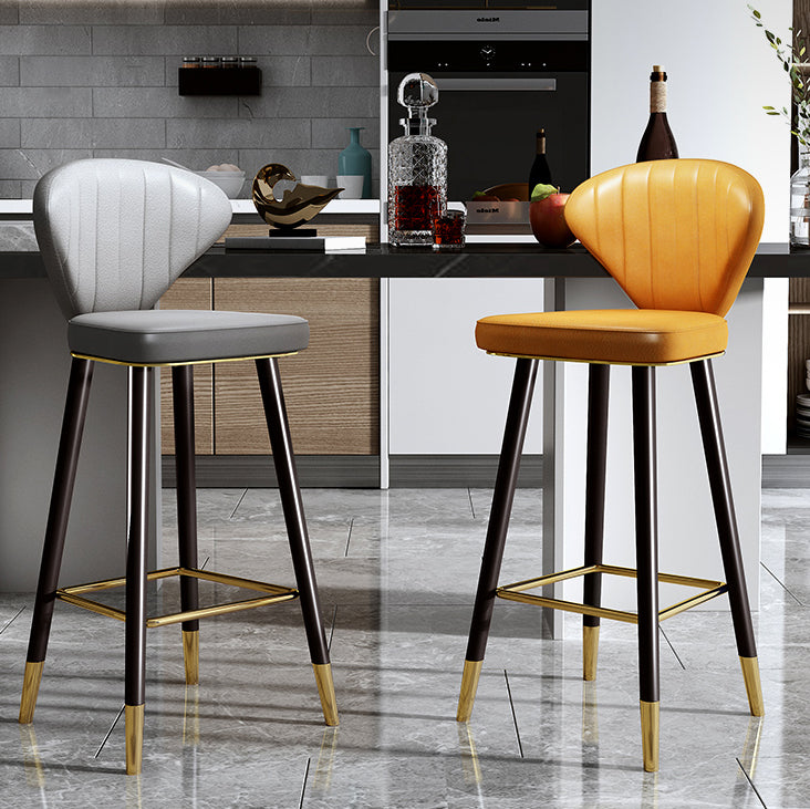 Modern Matte Finish Leather Barstool Footrest Living Room Stool
