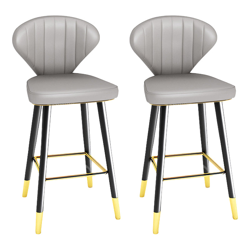 Modern Matte Finish Leather Barstool Footrest Living Room Stool