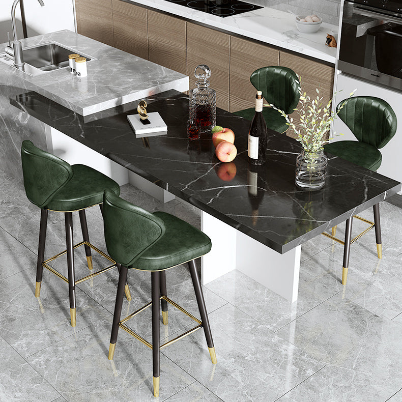 Modern Matte Finish Leather Barstool Footrest Living Room Stool