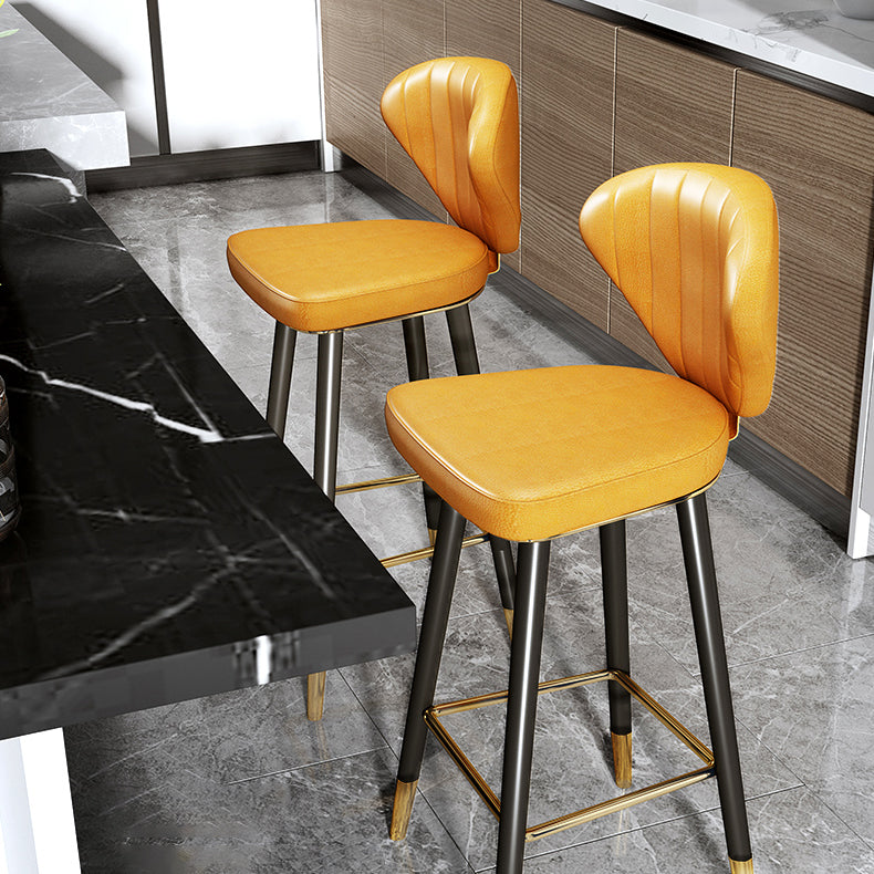 Modern Matte Finish Leather Barstool Footrest Living Room Stool