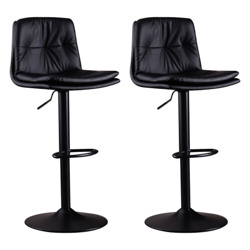 Modern Swivel Adjustable Height Barstool Matte Finish Leather Stool