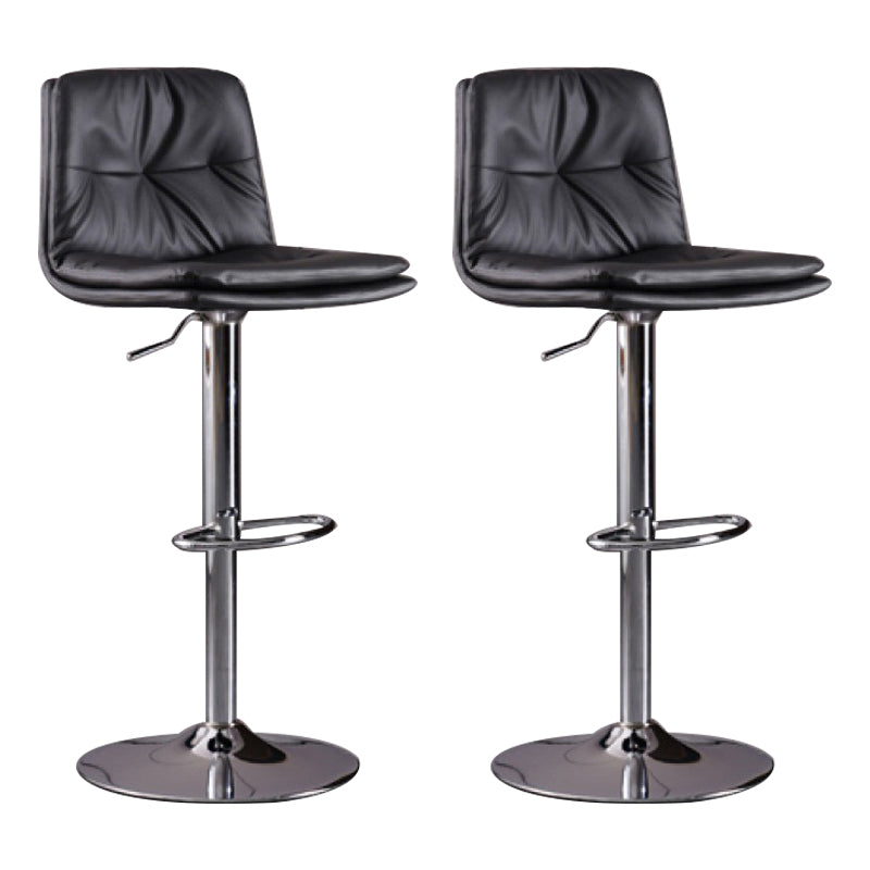 Modern Swivel Adjustable Height Barstool Matte Finish Leather Stool