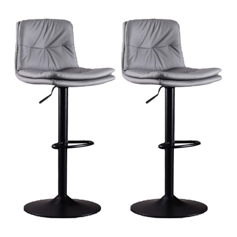 Modern Swivel Adjustable Height Barstool Matte Finish Leather Stool