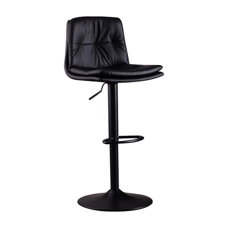 Modern Swivel Adjustable Height Barstool Matte Finish Leather Stool