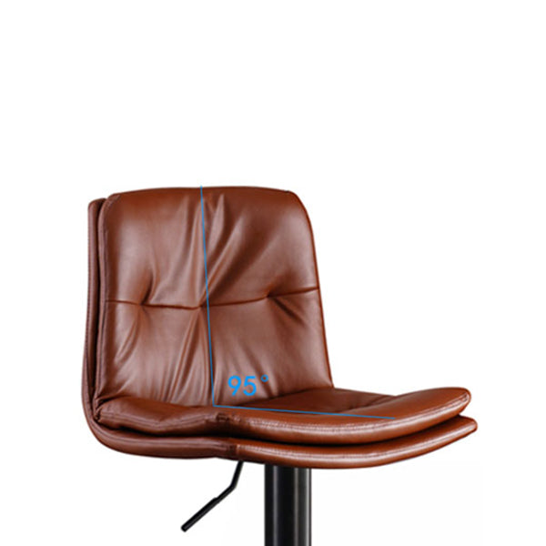 Modern Swivel Adjustable Height Barstool Matte Finish Leather Stool