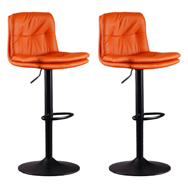 Modern Swivel Adjustable Height Barstool Matte Finish Leather Stool