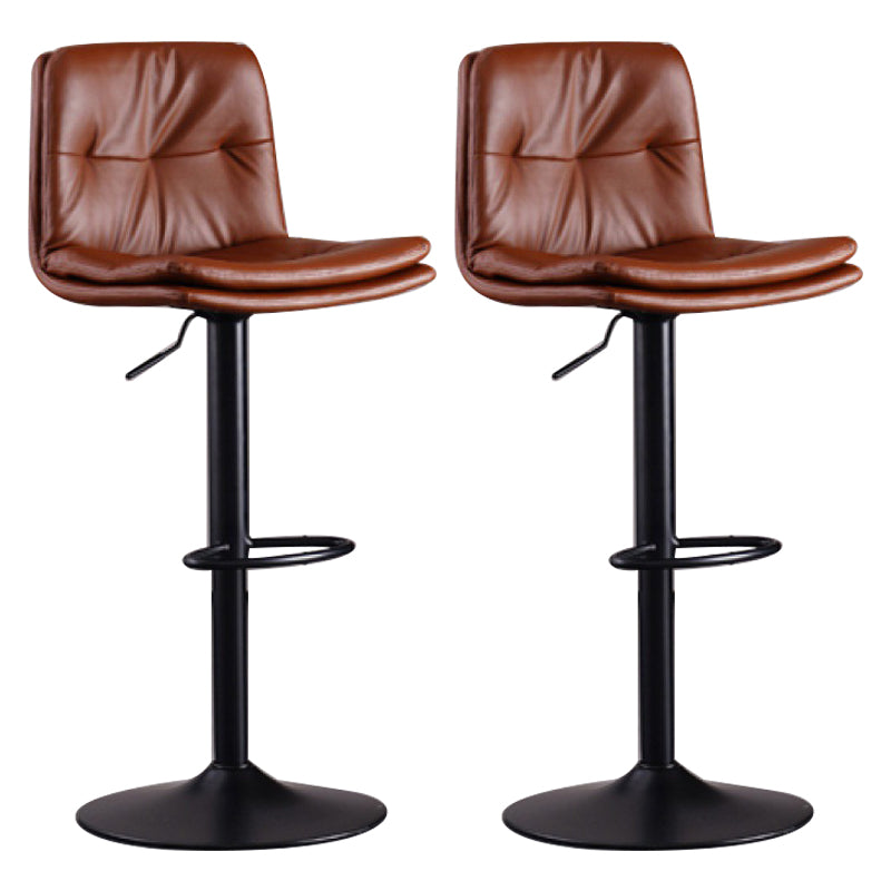 Modern Swivel Adjustable Height Barstool Matte Finish Leather Stool