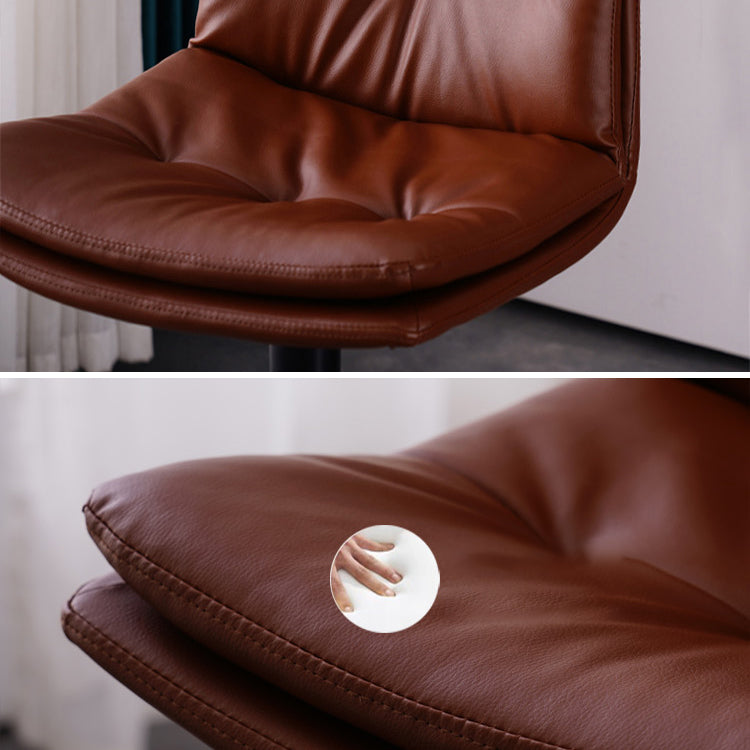 Modern Swivel Adjustable Height Barstool Matte Finish Leather Stool