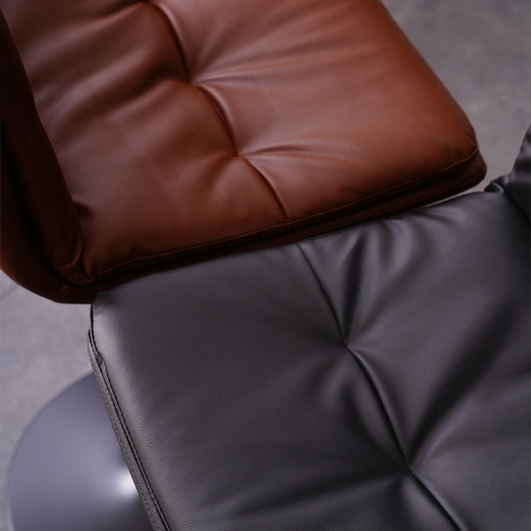 Modern Swivel Adjustable Height Barstool Matte Finish Leather Stool