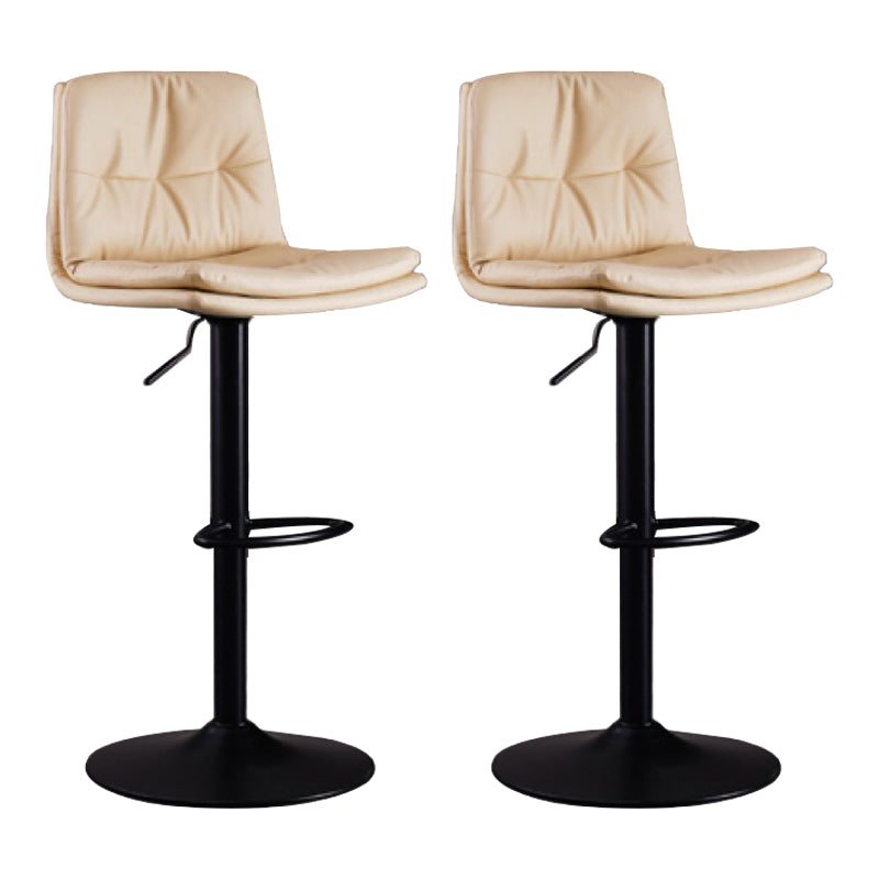 Modern Swivel Adjustable Height Barstool Matte Finish Leather Stool