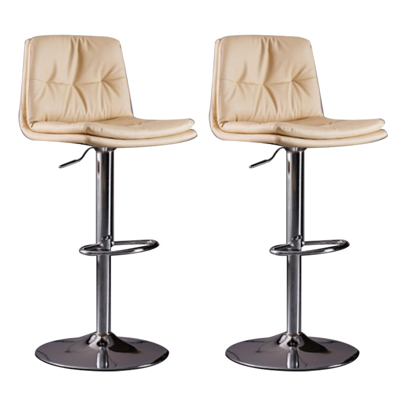 Modern Swivel Adjustable Height Barstool Matte Finish Leather Stool