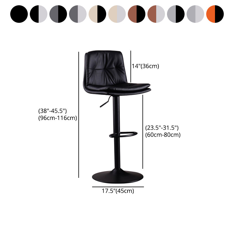 Modern Swivel Adjustable Height Barstool Matte Finish Leather Stool