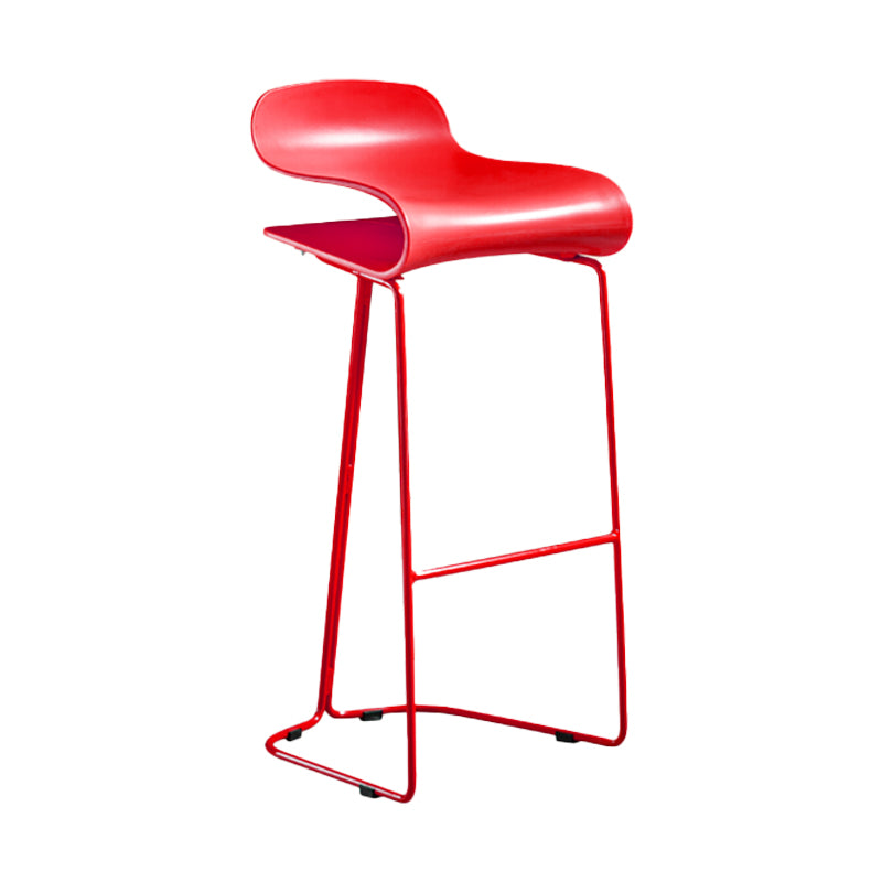 Scandinavian Restaurant Footrest Stool Matte Finish Plastic Bar Stool