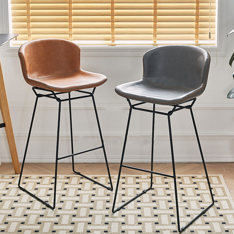 Scandinavian Footrest Living Room Stool Matte Finish PU Leather Barstool