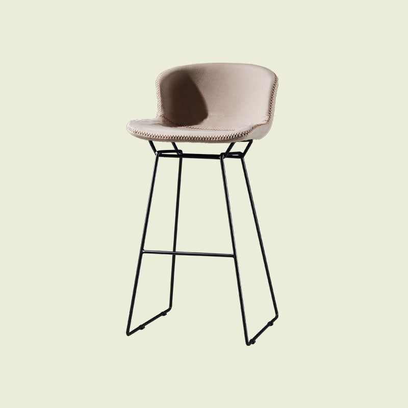 Scandinavian Footrest Living Room Stool Matte Finish PU Leather Barstool