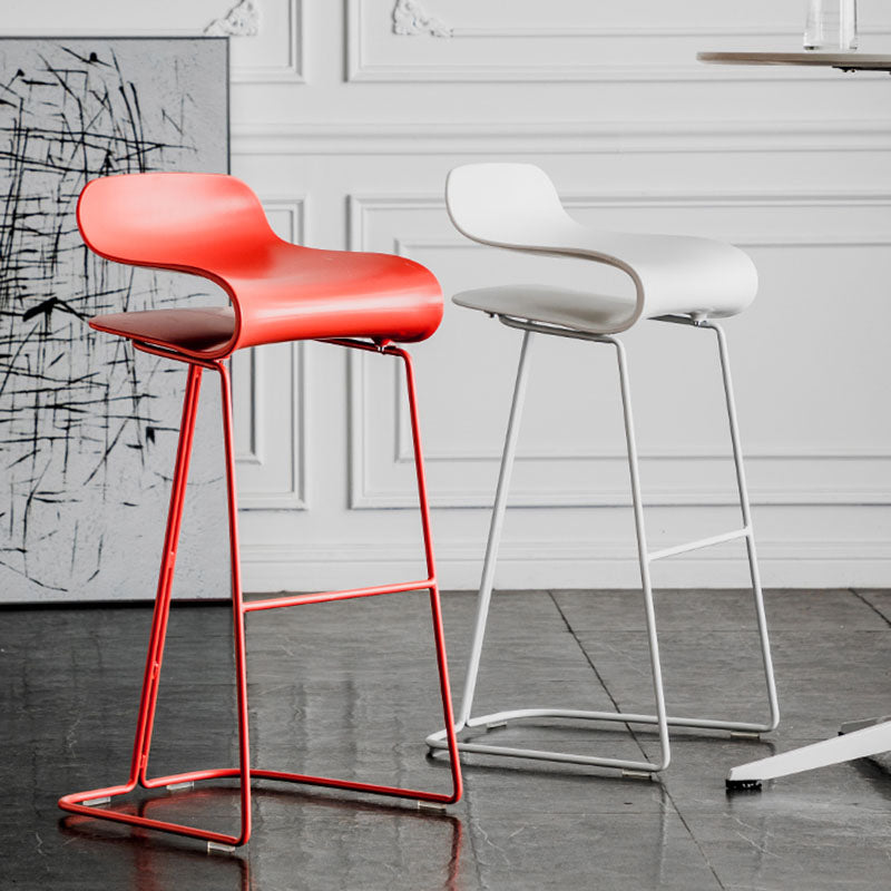 Modern Living Room Footrest Stool Matte Finish Plastic Barstool