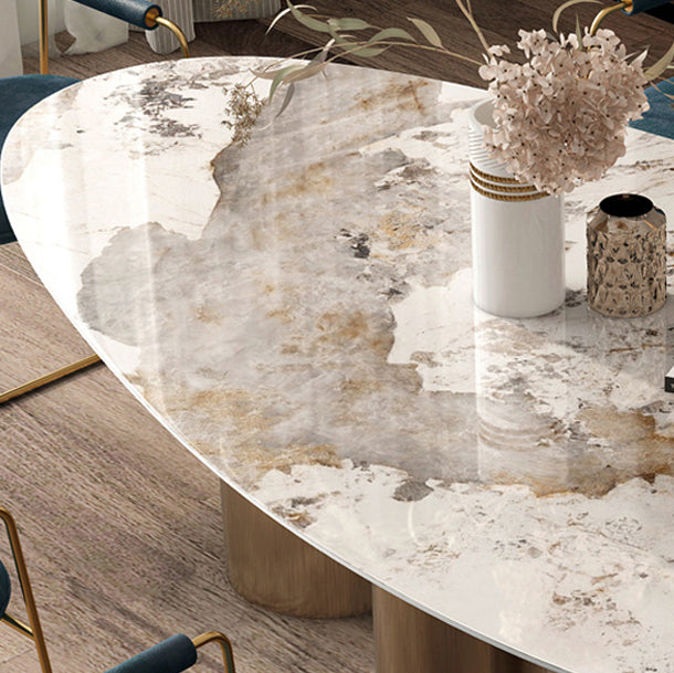 Glam 1/4/5 Pieces Dining Set Oval Sintered Stone Dining Table Set for Dining Areas