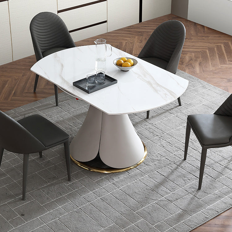 Glam 1/4/5/7 Pieces Scalable Dinette Set with White Sintered Stone Round Dining Table Set