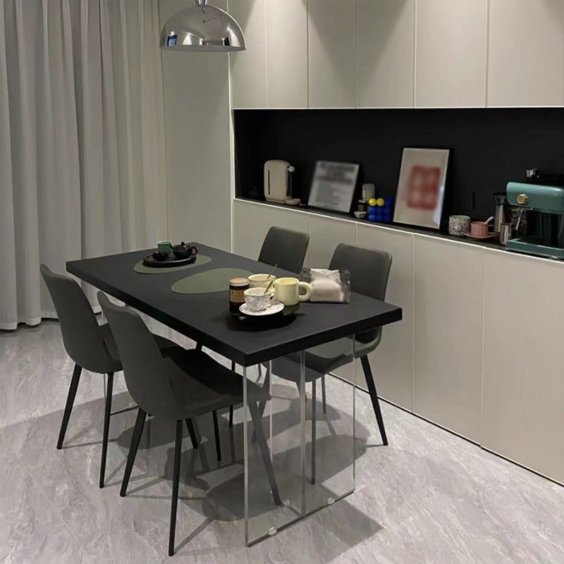 Rectangle Wood Top Dining Table Acrylic Base Modern Dining Table for Living Room