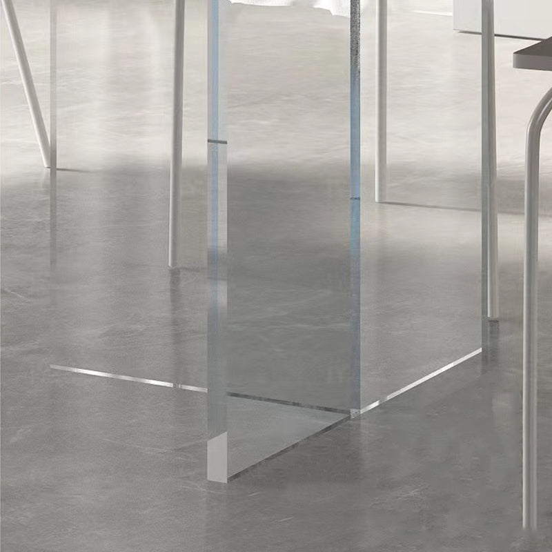 Rectangle Wood Top Dining Table Acrylic Base Modern Dining Table for Living Room