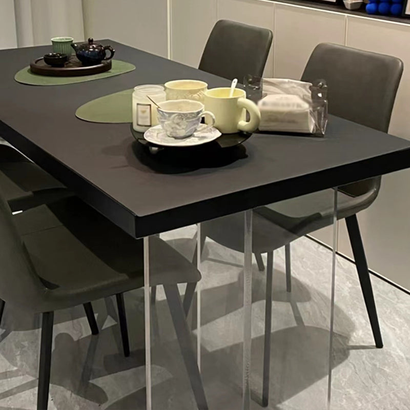 Rectangle Wood Top Dining Table Acrylic Base Modern Dining Table for Living Room