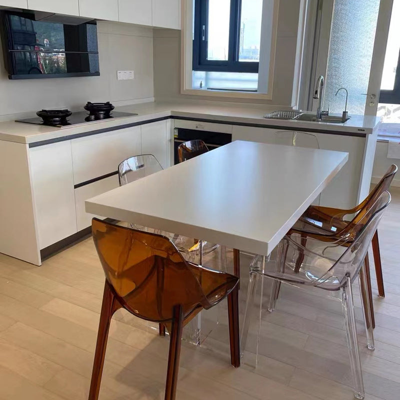Rectangle Wood Top Dining Table Acrylic Base Modern Dining Table for Living Room