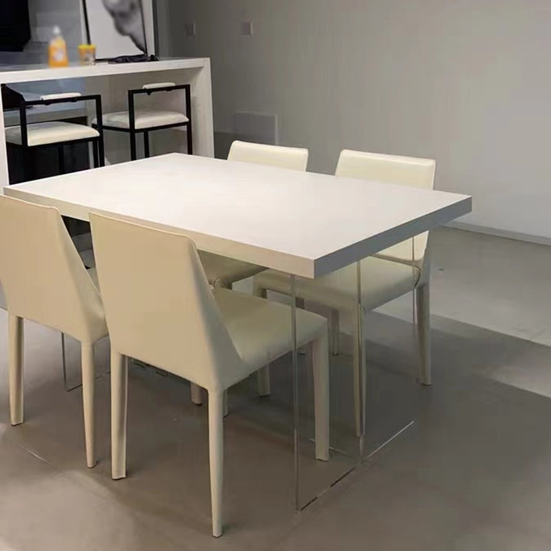 Rectangle Wood Top Dining Table Acrylic Base Modern Dining Table for Living Room