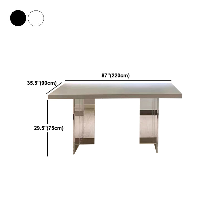 Rectangle Wood Top Dining Table Acrylic Base Modern Dining Table for Living Room