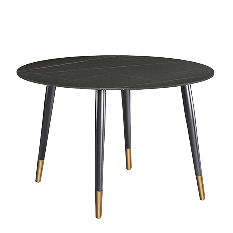 Round Metal 4 Legs Dining Table Black Frame Traditional Luxury Dining Table