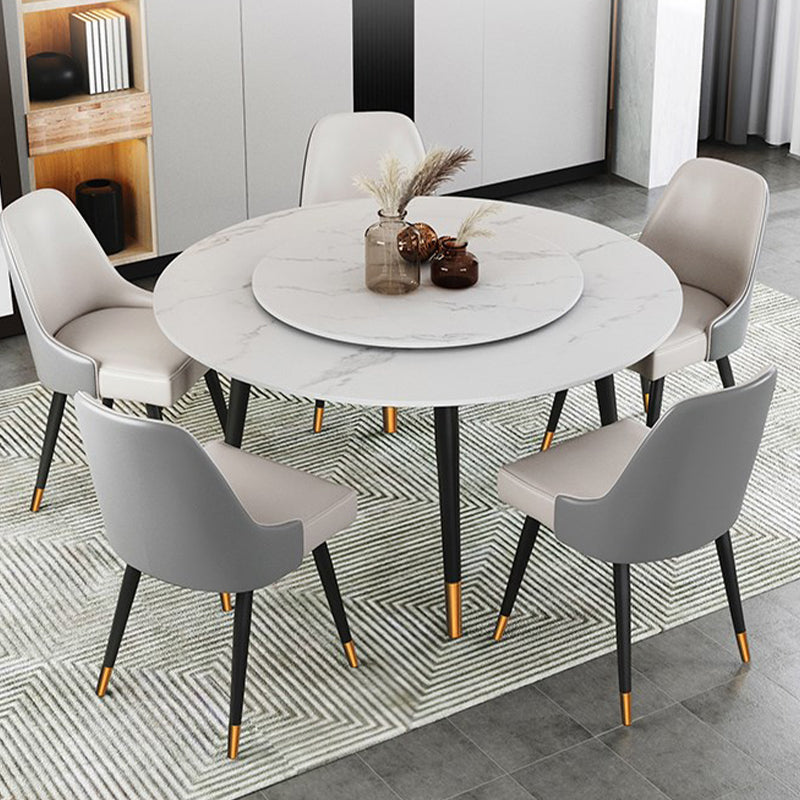 Round Metal 4 Legs Dining Table Black Frame Traditional Luxury Dining Table