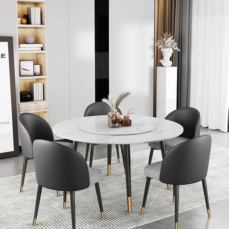 Round Metal 4 Legs Dining Table Black Frame Traditional Luxury Dining Table