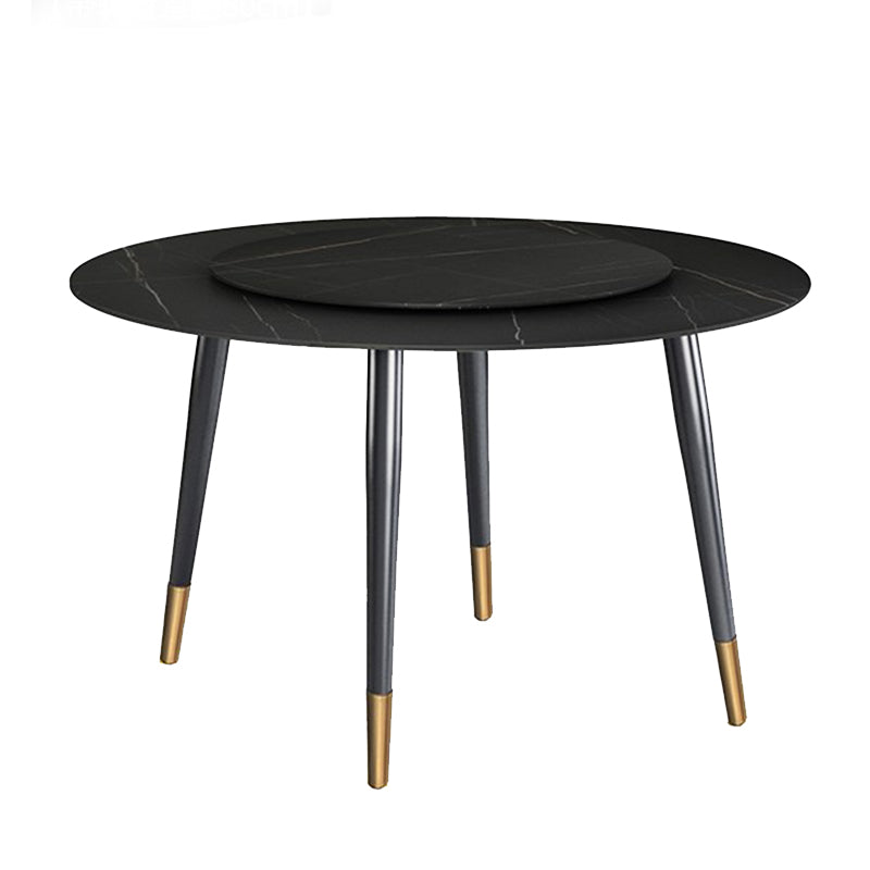 Round Metal 4 Legs Dining Table Black Frame Traditional Luxury Dining Table