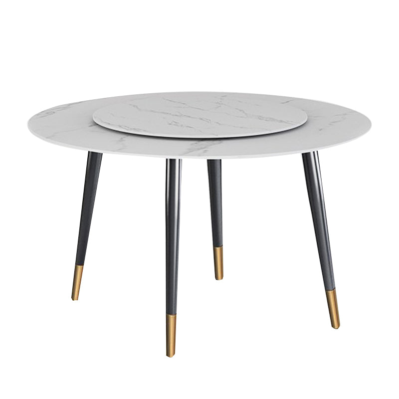 Round Metal 4 Legs Dining Table Black Frame Traditional Luxury Dining Table