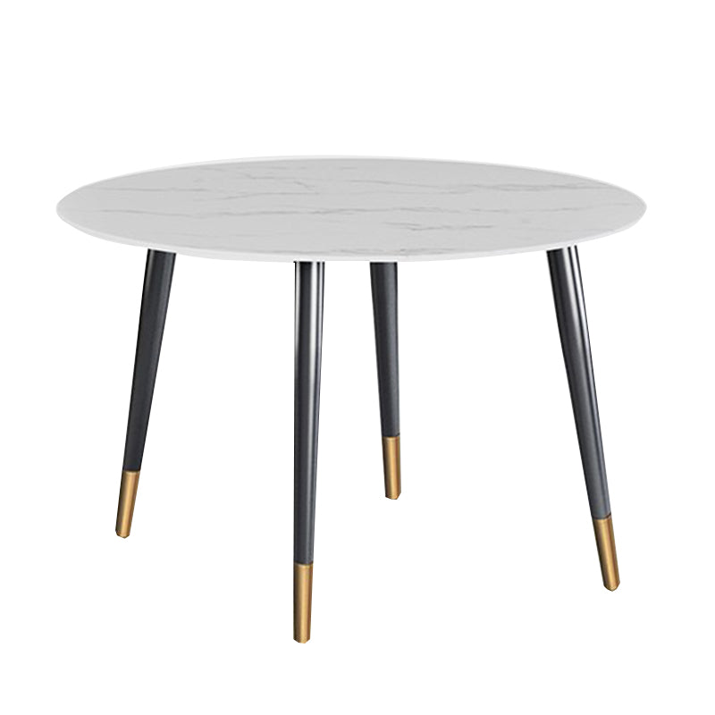 Round Metal 4 Legs Dining Table Black Frame Traditional Luxury Dining Table