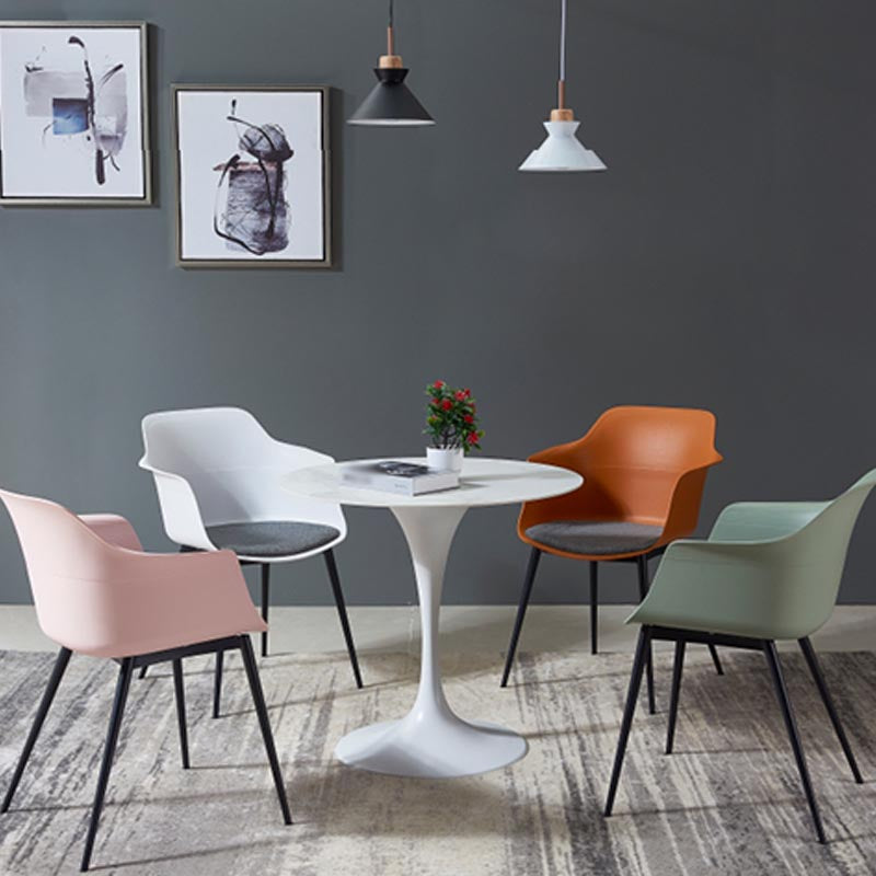Modern Round Top Dinette Table Metal Base Dining Table for Restaurant