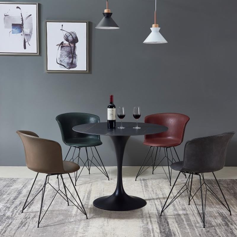 Modern Round Top Dinette Table Metal Base Dining Table for Restaurant
