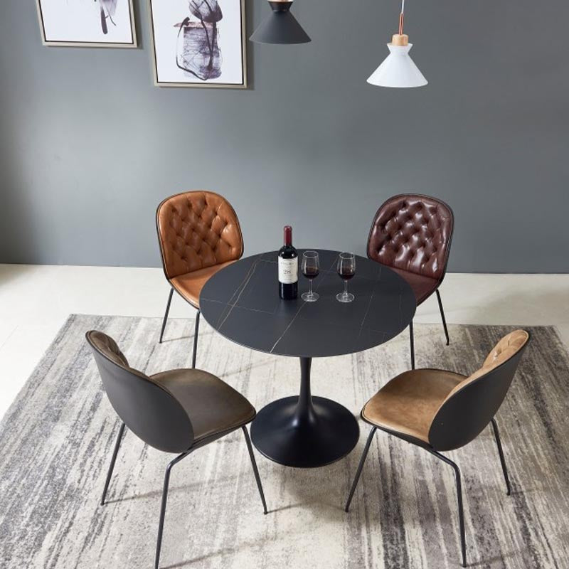 Modern Round Top Dinette Table Metal Base Dining Table for Restaurant