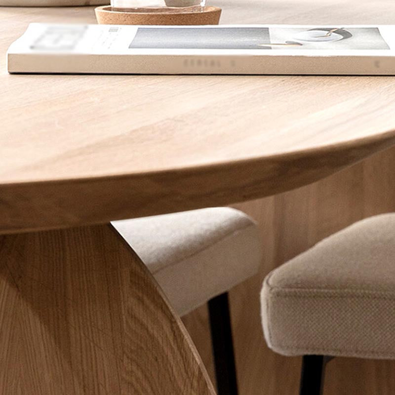 Modern Solid Wood Top Oval Dinette Table Wood Base Dining Table