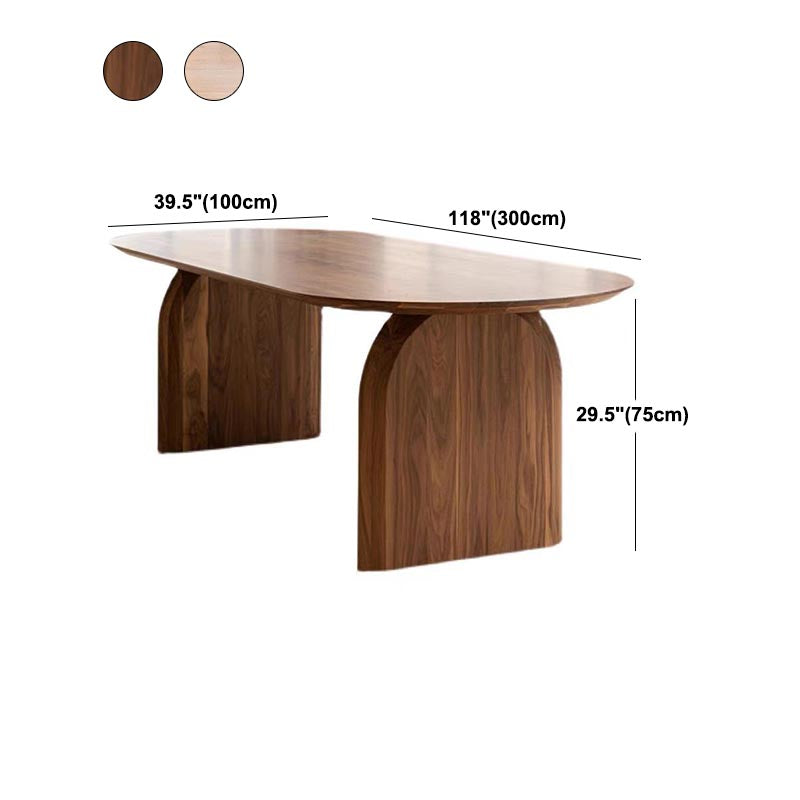 Modern Solid Wood Top Oval Dinette Table Wood Base Dining Table