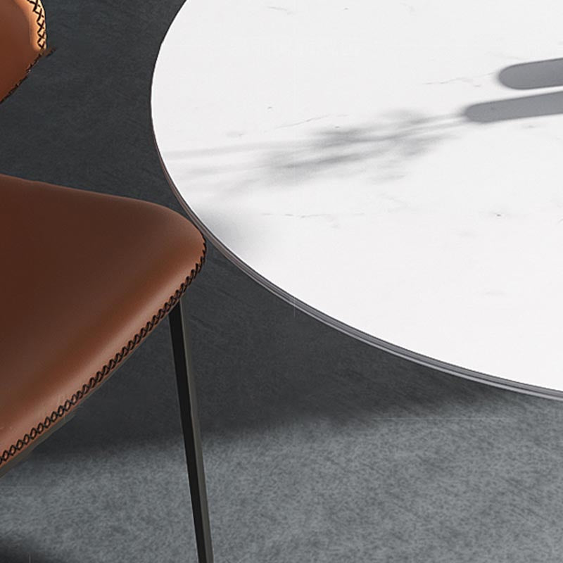 Glam Style Round Stone Top Restaurant Table Gold Base Dining Table