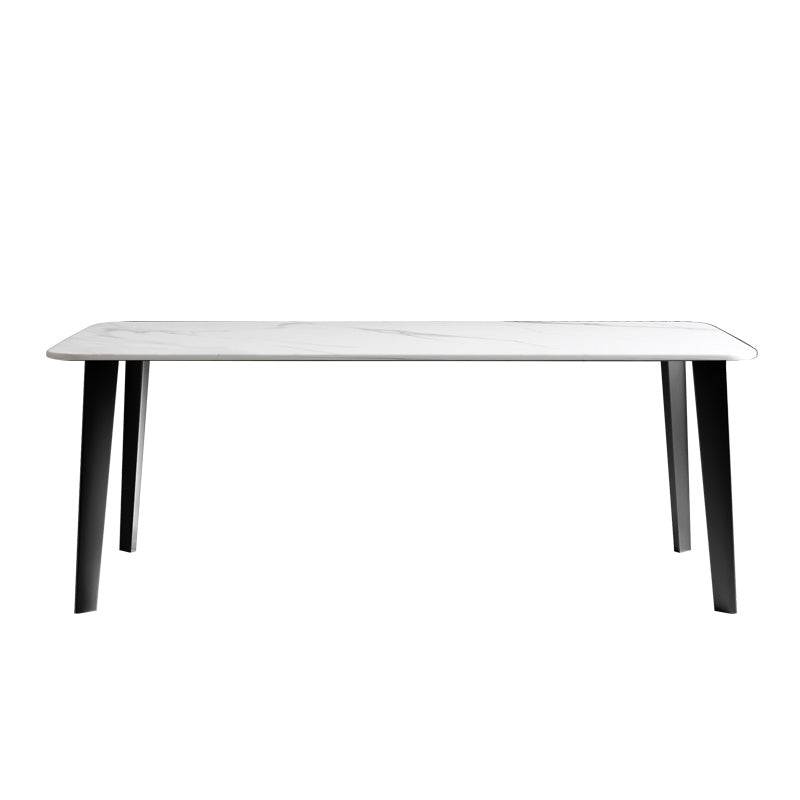 Black Steel 4-foot Table Industrial Rectangle Stone Top Dining Room Table