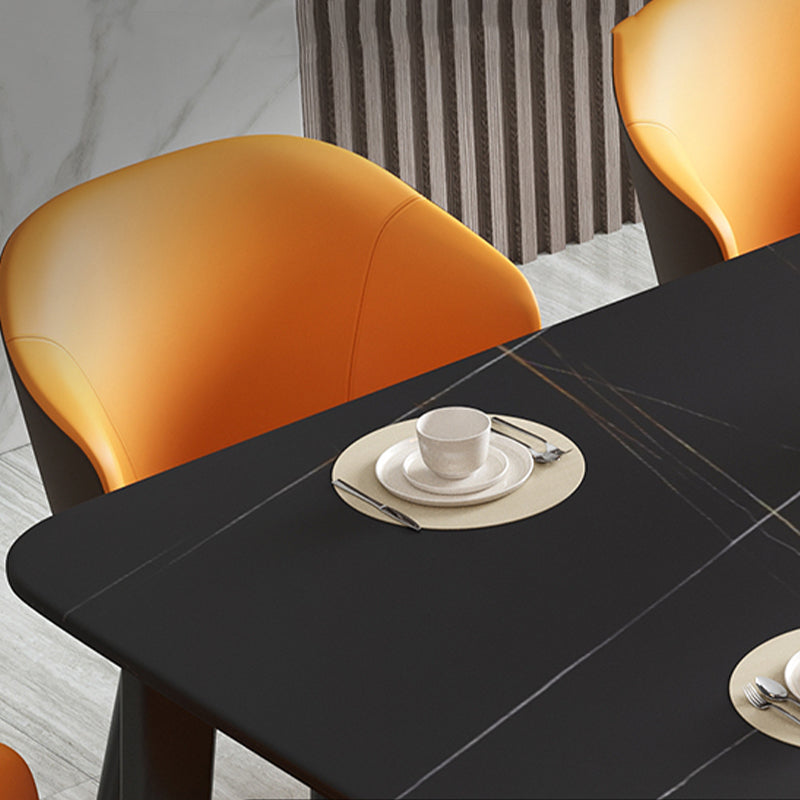 Black Steel 4-foot Table Industrial Rectangle Stone Top Dining Room Table
