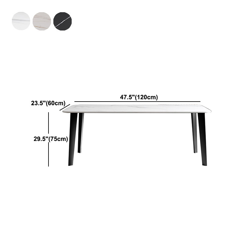 Black Steel 4-foot Table Industrial Rectangle Stone Top Dining Room Table