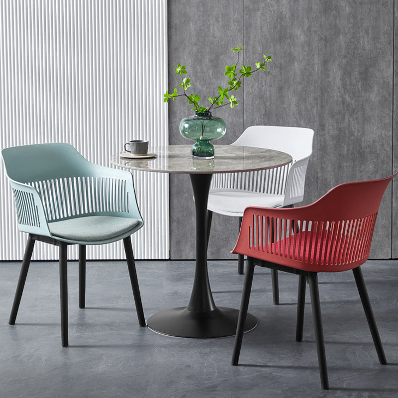 Contemporary Stone Round Top Restaurant Table Metal Base Dining Table