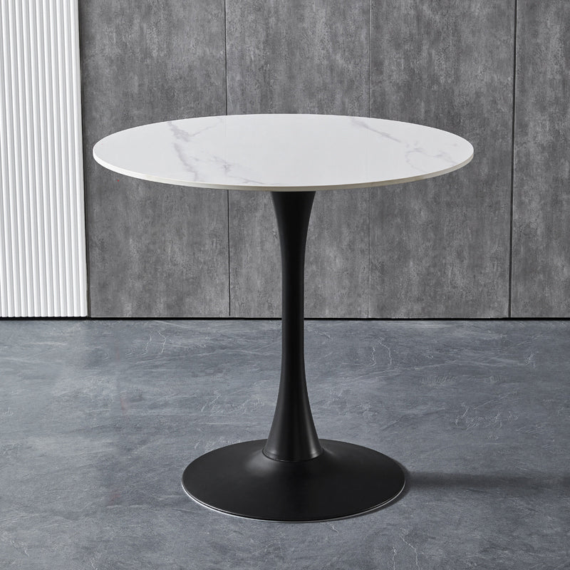 Contemporary Stone Round Top Restaurant Table Metal Base Dining Table