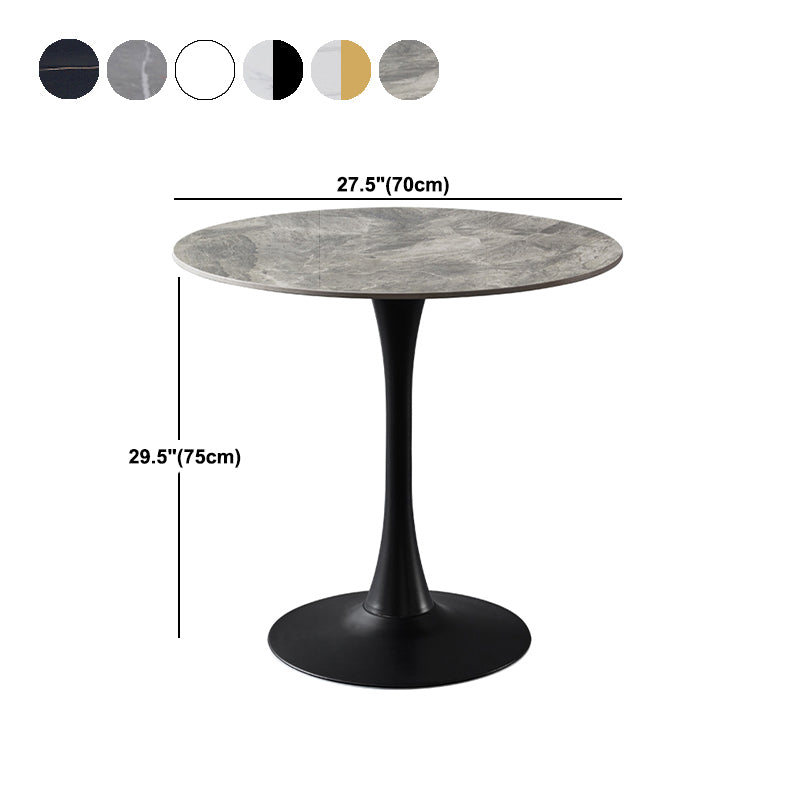 Contemporary Stone Round Top Restaurant Table Metal Base Dining Table