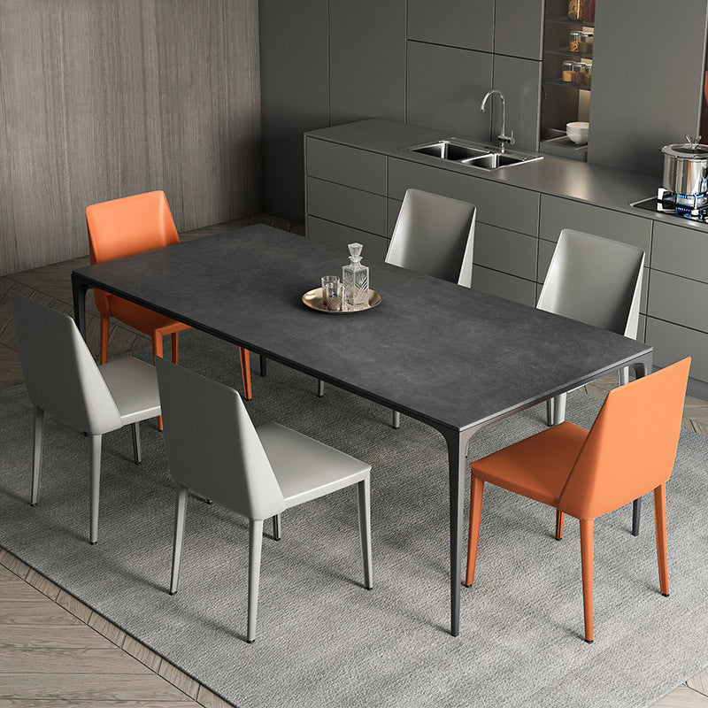 Metal Base Rectangle Dining Table Sintered Stone Table with 4 Legs
