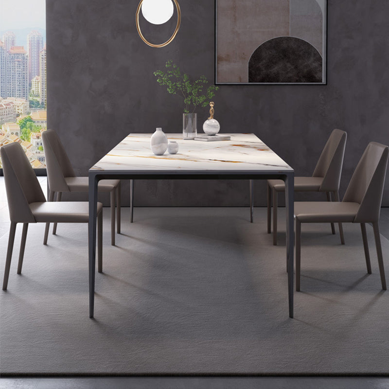 Metal Base Rectangle Dining Table Sintered Stone Table with 4 Legs