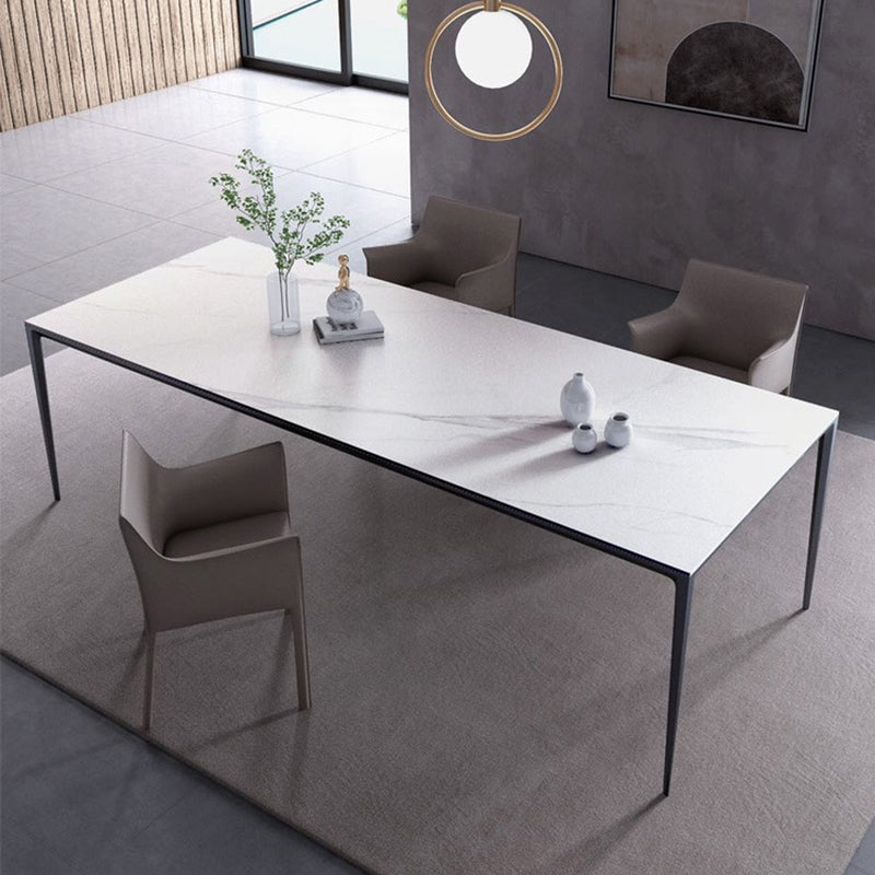 Metal Base Rectangle Dining Table Sintered Stone Table with 4 Legs
